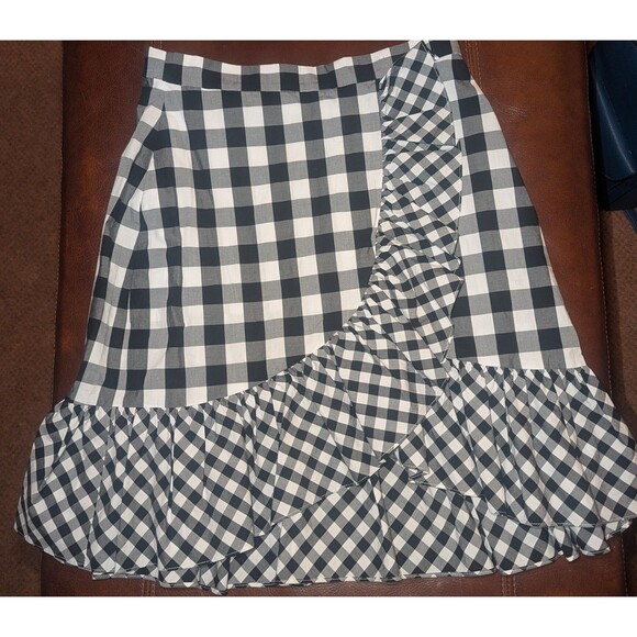 J. Crew Dresses & Skirts - J. Crew Women's Black White Plaid Gingham Ruffled Mini Skirt, 6T